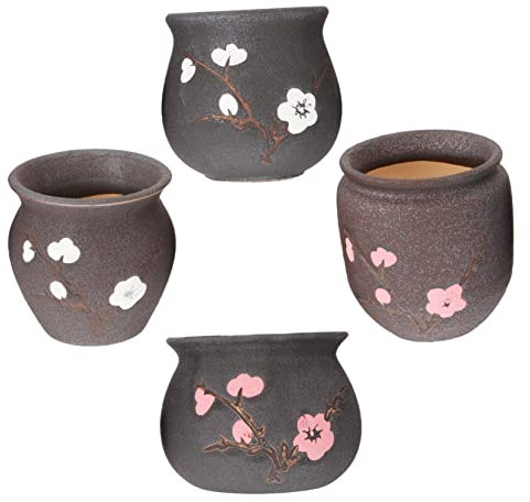 BESPORTBLE 4pièces Pots Céramique pour Contenants De Plantes Décoratifs Terre Cuite Idéaux pour Plantes Intérieur Et Bonsai