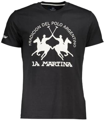 La Martina Schwarzes Baumwoll-T-Shirt für Herren