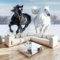 Papier Peint Panoramique 3D animal cheval noir et blanc 200x140 cm Papier Peint Intissé Pour Salon Chambre Enfant Chambre Décoration Murale Moderne Poster Tableaux Photo Muraux