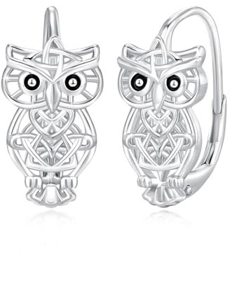 ABIGY Eulen Ohrringe Abschluss Geschenk 925 Sterling Silber Irischer Keltischer Knoten Ohrstecker Tier Ohrringe Eulen Schmuck für Damen Mädchen Geburtstags Geschenke