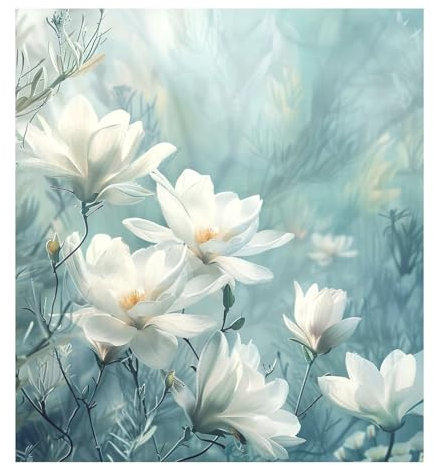 Calcomanías magnéticas de vinilo para lavavajillas, diseño de flores blancas, decoración del hogar, cocina, 26 x 23 pulgadas