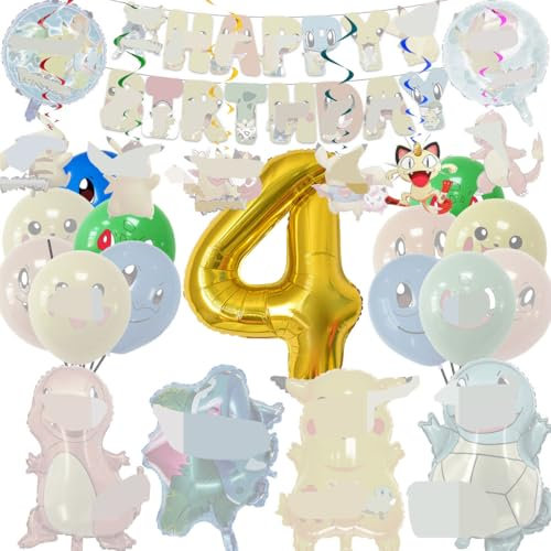 Cartoon themed Geburtstag Deko, 7 Jahre alt Kinder Geburtstagsdeko, 22 Stück Kinder Geburtstag Party Set, Enthält Banner, Temporäre Tattoo Aufkleber, Zahlenballon, Folienballons, Latexballons