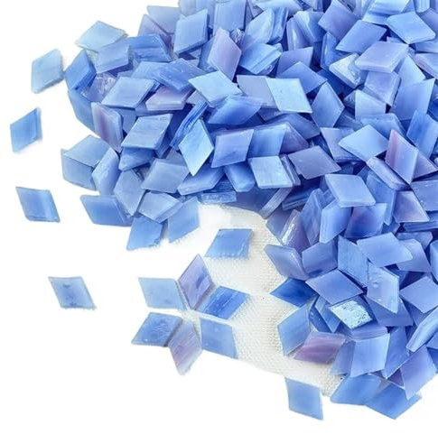 Mosaiksteine Zum Basteln 115 g/4 oz (ca. 200 Stück) rhombische Glimmermosaikfliesen, durchscheinende Glimmerfliesen, DIY-Bastelmaterialien, Kerzenhalter/Lampenschirm/Fenster(Purple-Violet)