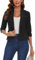 LADI TREND Blazer for Women Open Front Suit Jackets 3/4 Ruched Sleeve Cardigan Elegant Outerwear (Black S)