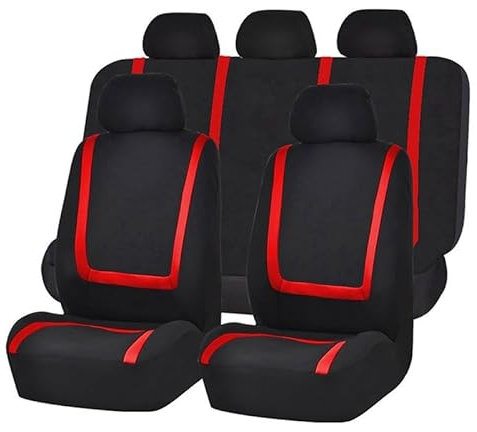 dzggs 9 Stück Auto SitzbezüGesets für Jeep Wrangler TJ 1997-2006, Allwetter Wasserdicht rutschfest Atmungsaktiv Schonbezug Sitzkissenschutz,B/Red