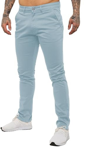 989Zé ENZO Mens Stretch Chino Slim Fit Leg Jeans Trousers Pants by Raw Denim (UK, Waist & Inseam, 28, 32, Sky Blue)