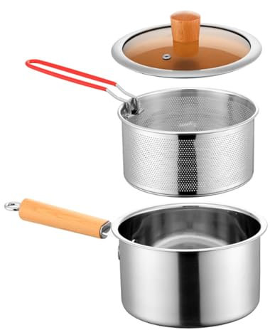 KYEQATY Chip Pans with Basket and Lid Deep Fat Fryer 304 Stainless Steel Fryer Pot Mini Stove Top Fryer with Visible Lid Oil Strainer Pot for Frying Fish Shrimp Chicken Fries
