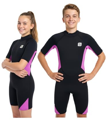 Summshall våtdräkt för barn för pojkar och flickor, 2 mm neopren våtkläder med UV50+ skydd – håll värmen, mjuk och stretchig ungdom våt kostym för simning, snorkling och surfing