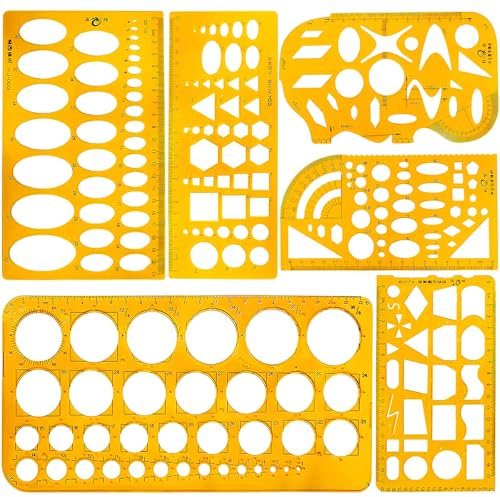 6 Stück Kreisschablone, Lochschablone Technische Zeichnungen Schablone, Zeichnungen Vorlagen Kreis Schablonen Klare Lineal Zeichenschablonen Messschablonen für Büro Schule Perfekt für Schüler Lehrer