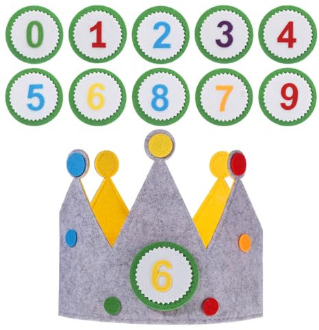 YQQYG Geburtstagskrone für Kinder, Geburtstagshüte 3D Filz Wiederverwendbare Geburtstagskronen Aufkleber 0-9 Austauschbare Zahlen für Geburtstagsfeiern