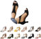 Sandales Femme Été à Talon Haut Élégant - Escarpins Noir Petit Talon - Sandale de Cocktail de Mariage Fête Soirée - Poisson Bouche