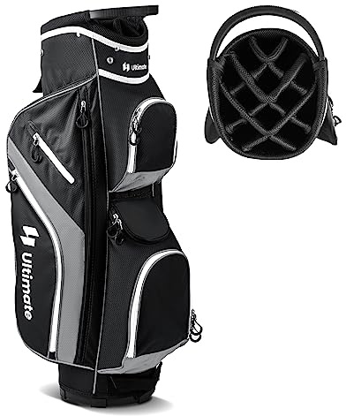 COSTWAY Bolsa de Golf, Bolsa de Palos de Golf con Separadores Superiores de 14 Vías, 9 Bolsillos, Enfriadora, para Zapatos, Soporte para Paraguas y Cubierta para Lluvia (Gris)
