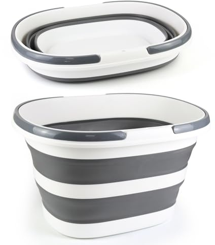 Qcdou Collapsible Bucket, 16L Collapsible Washing up Bowl, Silicone Cleaning Buckets with Handles, Portable Wash Basin, Square Water Bucket for Home Cleaning and Outdoor Use(B)