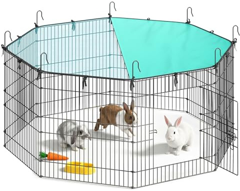 SONGMICS Enclos pour Petits Animaux, 8 Panneaux, 138 x 138 x 60 cm