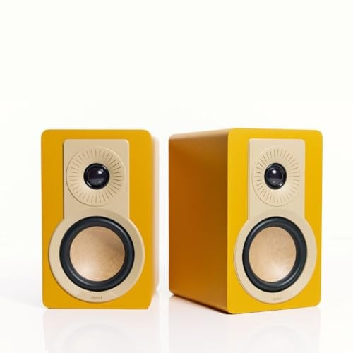 DALI KUPID Premium Compact Passive HiFi Shelf Speakers 2 Way Design with 4.5 Woofer and 1 Tweeter Includes Wall Mount (Pair) - Golden Yellow
