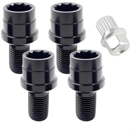 GANCEI Steel Locking Wheel Nuts M14x1.5mm With Key For A4/A6 And Golf/Bora/Jetta/Magotan/Beetle/Passat Black Set