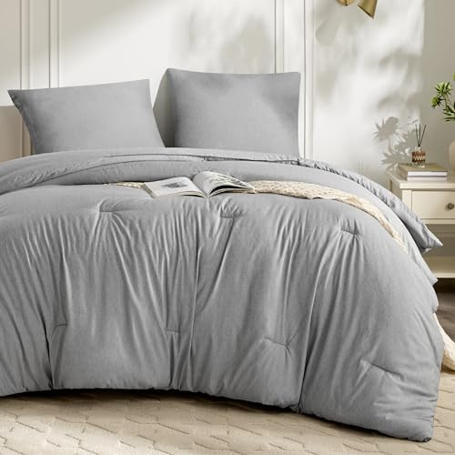 BEDSURE Bettdecken-Set ohne Bezug 135x200 - Bettdecke mit Kissenbezug 80x80 | Ganzjahresdecke aus Kationisch-Faser, Weich und Kuschelig, OEKO-TEX zertifiziert für Allergiker, Waschbare, Nebelgrau