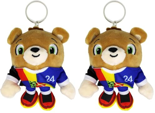 UEFA Euro 2024 - Plüsch Schlüsselanhänger/Keyring Maskottchen Albärt - 12cm - aus recycletem PET (Packung mit 2)