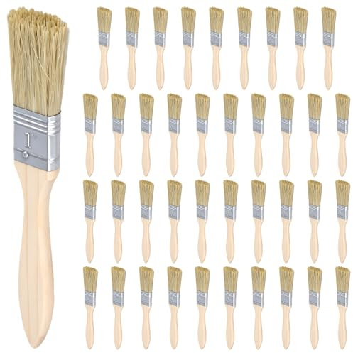 LEXININ 40 Pcs 1 Inch Small Chip Paint Brushes, 25mm Professional Paint Brushes with Wood Handle for Painting, Stains, Varnishes