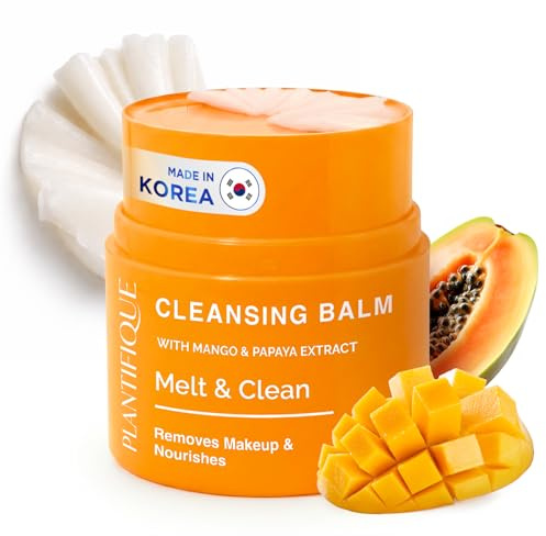 PLANTIFIQUE Korean Cleansing Balm mit Papaya - Makeup Remover - 40 g | Gesichtsreinigung, Wasserfest Augen Make Up Entferner & Abschminköl mit Hyaluronsäure, Kollagen & Ceramiden