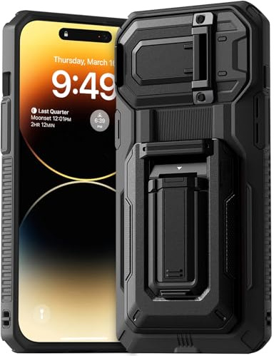 SZSSZSM Brieftasche Handyhülle für iPhone 13/14 Pro Max (6,7''), Schwarz | Kartenhalter RFID-Blockierung, Ständer, Kameralinsenabdeckung, Militärischer Schutz, Stoßfest
