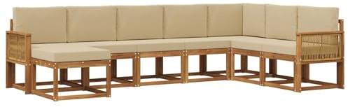 vidaXL Outdoor-Sofagarnitur 8 pcs Natur und Beige Massivholz Akazie, Moderner Garten Sofa, wetterfeste Eckcouch, Möbel zum Entspannen auf Terrasse, Patio Lounge und Komfortset