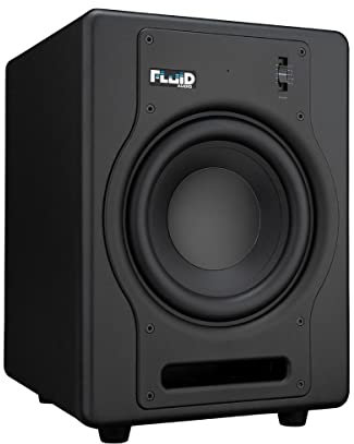 Fluid Audio Subwoofer de Estudio Activo F8S (Amplificador de Clase D de 200 W, Respuesta en frecuencia de 30-200 Hz, Compacto y Potente, con Pedal de Control de Graves),Negro