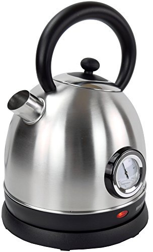 Syntrox Germany WK-2200W-1.8T Inox 2200 Watt 1,8 Liter Edelstahl schnurlos Wasserkocher mit Thermometer 360° cordess Wasserkessel Teekessel