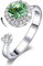 DYD Ring Silber Damen, Rotierende Geburtsstein Ring Platin für Damen Kristall Ringe, Ring Schmuck Größe (Green-Aug)