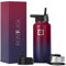 IRON °FLASK Botella de agua deportiva - 32 oz, 3 tapas (tapa de paja), acero inoxidable aislado al vacío, caliente frío, moderno de doble pared, taza termo simple (arco iris oscuro)