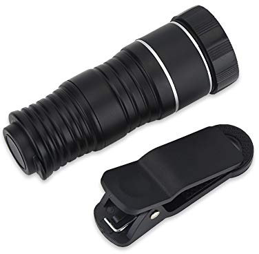 Nikou Monocular Telescope, Phone Camera 12 Times Focusing Phone Monoculer Smartphone Telescope Phone Monocular Lens Mini Portable Outdoor (Color : Silver)