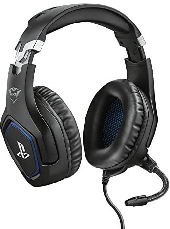 Trust Gaming GXT 488 Forze Gaming-Headset PS4 und PS5, offizielle Lizenz für Playstation, Klappmikrofon, 50 mm aktive Lautsprecher, geflochtenes Nylonkabel, 1,2 m, Schwarz