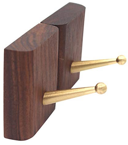 Gullor Kleiderhaken aus Holz, Messing, Wandhaken, Hutablage, Kleiderbügel, Retro-Vintage-Stil, Einzelner Organizer, Wandhalter (Buche und Schwarz-Walnuss) – Schwarzbraun