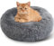 Enjamoy Plush Donut Dog Bed, Calming Round Dog Cat Bed Soft and Fluffy Cuddler Pet Cushion Self-Warming Puppy Beds Machine Washable, Dark Grey 50cm