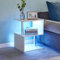 CLIPOP Weißer LED Beistelltisch Wohnzimmer Hochglanz Couchtisch mit 2 Etagen Ablagefächern Einheit für Wohnzimmer Schlafzimmer und Büro