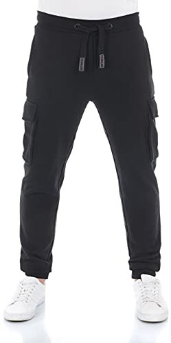 riverso Jogginghose Herren lang RIVLars Slim Fit Trainingshose Cargo Jogger Sporthose Trainingshose Freizeithose, Größe:S, Farbe:Black (24000)