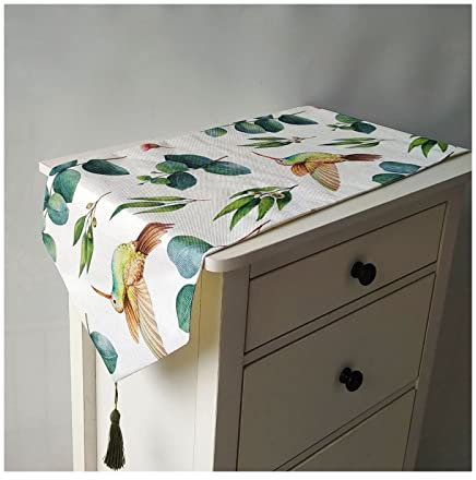 Aotiwe Tischband Herbst, Tischdekoration Weihnachten aus Bettwäsche aus Baumwolle Blätter Vögel und Blumen 32x210CM für Bauernhaus Dekor