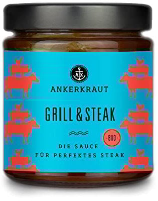 Ankerkraut Grill & Steak Sauce, für Barbecue, Fleisch, Saucen-Liebe im Glas 170ml