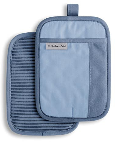 KitchenAid Beacon Topflappen, zweifarbig, 17,8 x 25,4 cm, blauer Samt, Blau