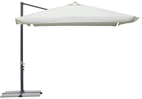 Sombrilla de jardín con poste de aluminio lateral con sombrilla gris antracita con tela cruda de 3 x 3 metros para uso doméstico y profesional