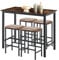 buybyroom Mesa de Bar con 4 taburetes de Cocina (120 x 60 x 90,5 cm) con 4 Tapizado sillas (39 x 29 x 64,5 cm) para Comedor o salón Vintage, Color Negro