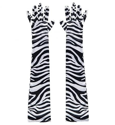 Danlai Satinhandschuhe Für Frauen Vintage Zebra Druck Volle Finger Handschuhe Für Partyabendkostümkleid