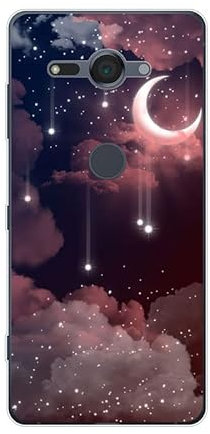 KARTXITAI Hülle Kompatibel mit Sony Xperia XZ2 Compact, Stoßfeste Schutzhülle mit Weiche Silikon Bumper Case Handyhülle Anti-Kratzt Transparent Rückseite - Sterne,Mond,Wolken,Himmel