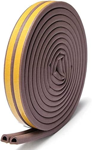 Guarnizione per Porte e Finestre Isolamento Striscia di Schiuma Nastro Paraspifferi Guarnizione Porta Finestra Isolante Anticollisione Gomma Striscia Sigillante Autoadesiva Profilo d (6M, Marrone)