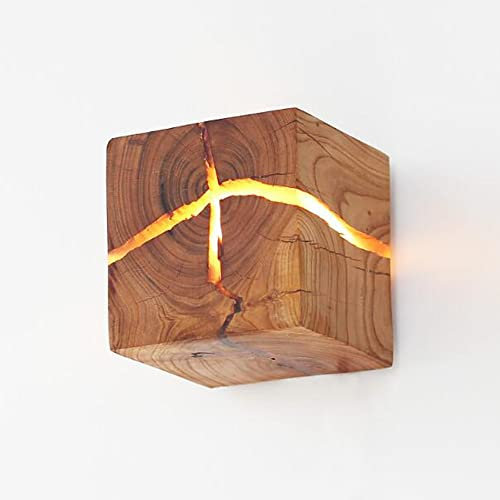 Lfoute Wandleuchte LED 5W Holz Lampe Mit Rissen Innen Nachtlampe Für Schlafzimmer Korridor Flur Bar Pendelleuchte Treppenhaus Wandlampe 88mm (Color : A)