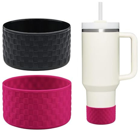 HEYSKAY 2pcs Protective Flask Silicone Boot Base for Stanley Quencher Adventure 40oz & Stanley IceFlow 20oz 30oz Tumbler, and Compatible with 12-24oz Hydro Sport Water Bottles,Yeti and More