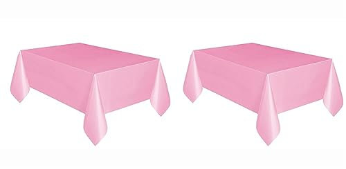 Unique Party 50392 - Nappe en Plastique Rose de Bébé 2,74 m x 1,37 m (Lot de 2)