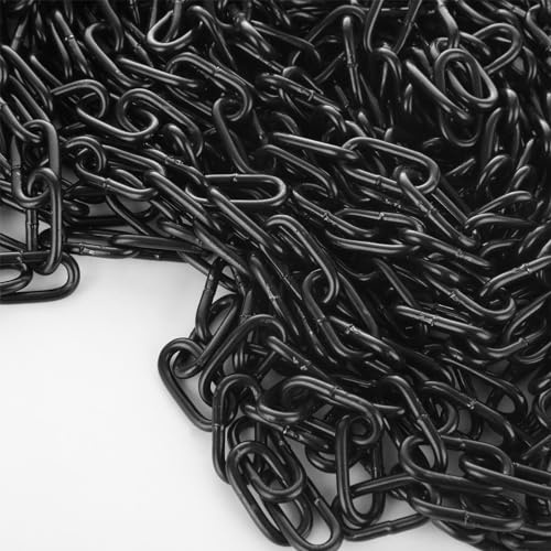 AKOLAFE 1/8 Black Chain Link 33 ft Long Decorative Chain for Hanging Plants, Basket, Picture Metal Heavy Duty Chain Bulk Carbon Steel Chain for Light Fixture, Chandelier, Lamp, Clothes, Dog Leash