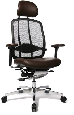 Wagner Alu Medic 10 Limited ergonomischer Profi Bürostuhl Drehstuhl Schreibtischstuhl mit bewegter Sitzfläche durch Dondola Gelenk echt Leder braun