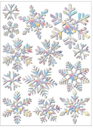 Wisafory Prisma Fensteraufkleber Suncatcher Sticker Regenbogen Folie Fenster Sonnenfänger Vogel Anti Kollisions Fenster Aufkleber für Stoppt Vögel Türfenster Schneeflocke 02 - (13 Stück)